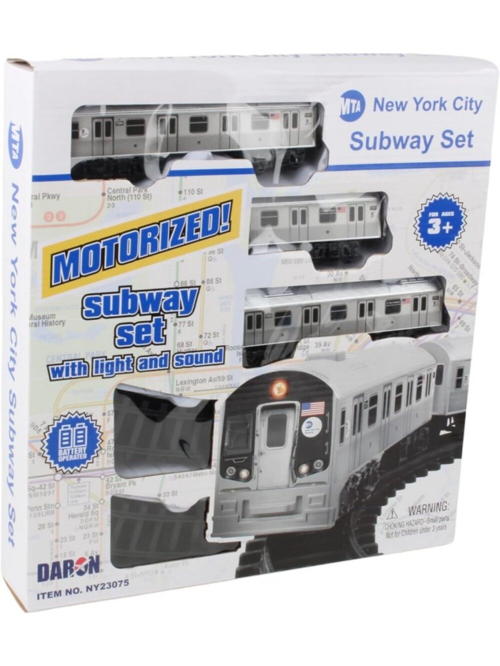 Battery Operated 3 Pc Train Set with Track - NYC Subway Style, 39" x 25